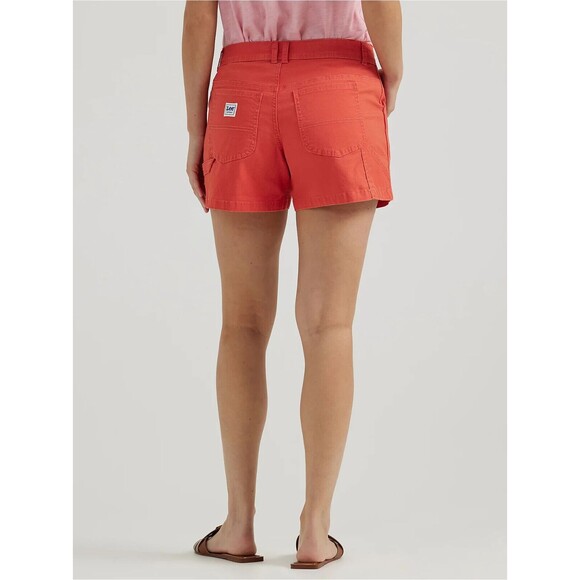 Lee Legendary Carpenter Shorts Womens 6 Coral Hammer Loop Cotton Stretch NEW - Picture 2 of 11